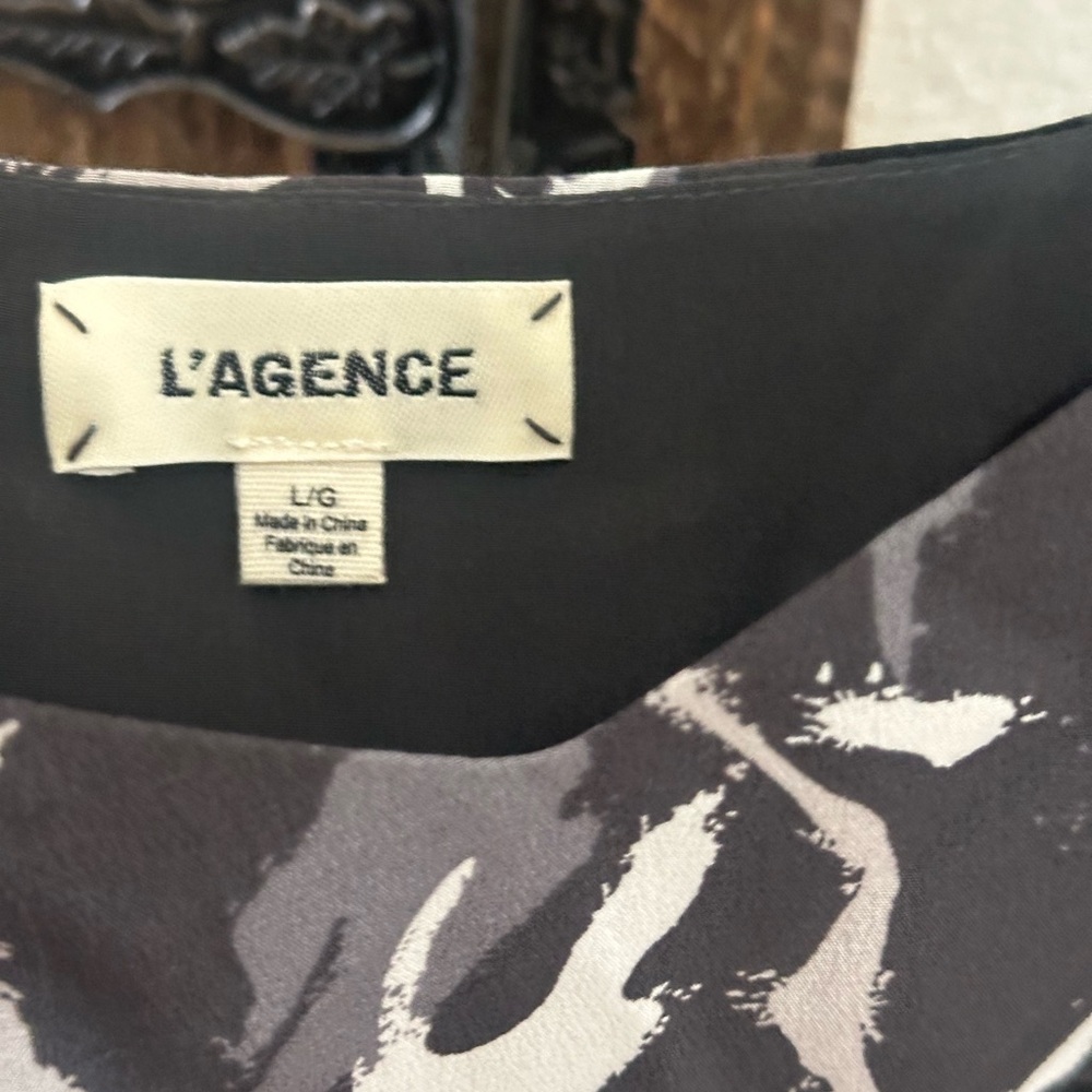 L'AGENCE Black and Gray Camisole camo silk - Picture 4 of 5
